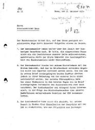 Mitteilung des Bundeskanzlers Schmidt für den Ersten Sekretär der SED Honecker, 9. Oktober 1974