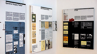 3 Ausstellungstafeln des Informations- und Dokumentationszentrums im Stasi-Unterlagen-Archiv Erfurt, Quelle:
<span class="nanospell-typo">Bundesarchiv</span>
