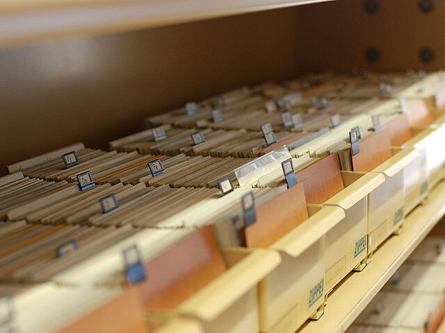 Shelves with indes cards Shelves with indes cards